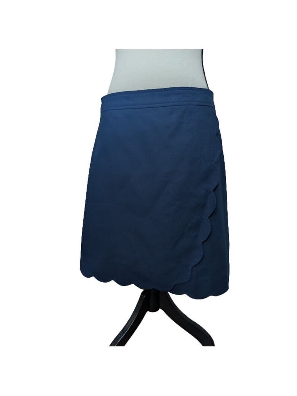 J.Crew Navy Scalloped A-Line Mini Skirt Size 8 Classic Chic Polished Minimal NWT